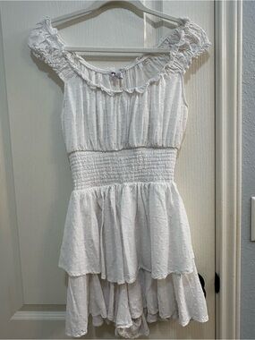White Swiss Dot Tiered Ruffle romper